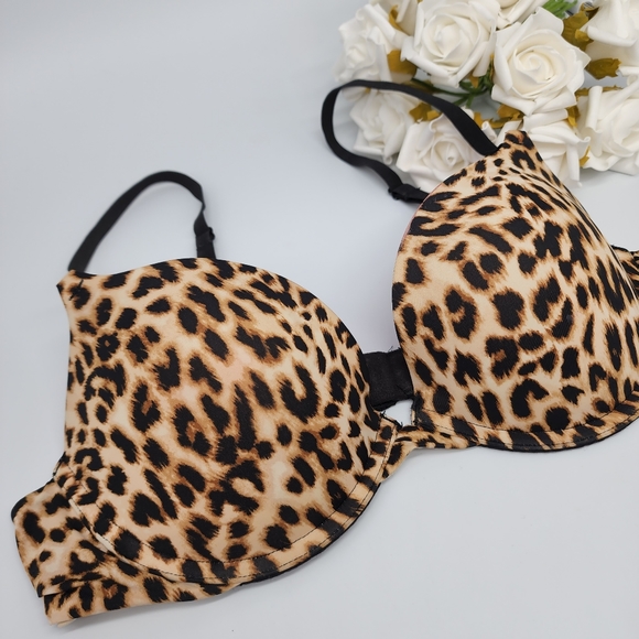 SALE/ Hot PINK Leppard Animal Print Bra Size 36B - Picture 3 of 4